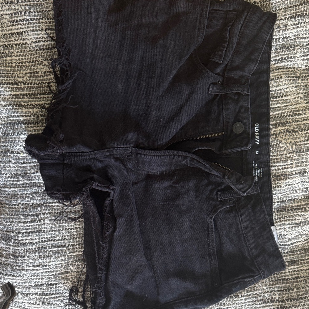 Old Navy Black Frayed Hem Denim Shorts